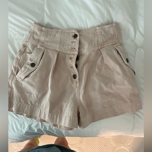 Ulla Johnson Peach Pink High Rise Alvin Cotton Denim Shorts Sweetbriar Size 4 - Picture 3 of 4